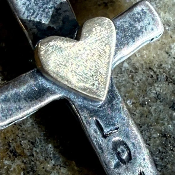 Jes MaHarry “Heart Of Faith” gold and engraved silver earrings. New with tags. - Picture 7 of 7